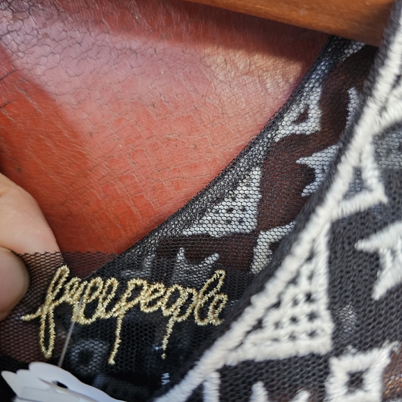 Free People Sheer Black Polka Dot Dress Top - Picture 2 of 4